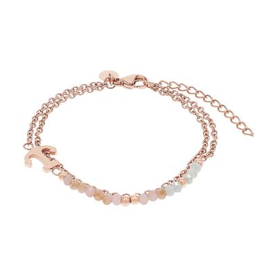 Armband TOM TAILOR "Schmuck Geschenk Edelstahl Anker", rosa (roségoldfarben, rosa, orange, weiß, rosa, orange, weiß), Armbänder, Damen, 20cm, Edelstahl, Armband, mit Glassteine
