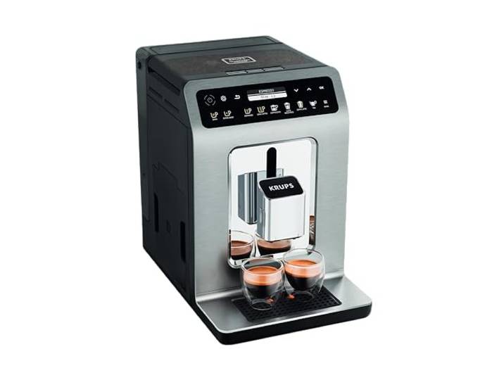 Krups Evidence Plus Kaffeevollautomat mit Milchschlauch, 19 Getränke, 2-Tassen-Funktion, Farbdisplay, Kaffeemaschine, TÜV-Siegel, Silber, EA894T10, Titanium-metallic