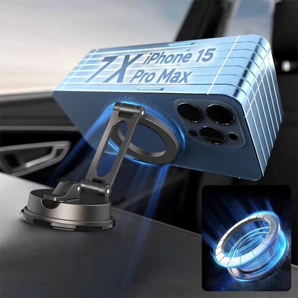 INF Magnetische Auto-Handyhalterung mit Saugnapf - 360° Drehung, kompatibel mit iPhone & Android