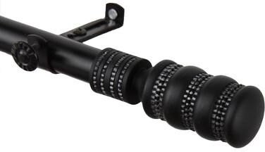 InStyleDesign Black Cork Adjustable Curtain Rod and Finial Set