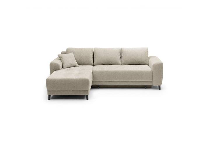 Trendstore Joni Ecksofa inkl. Schlaffunktion und Bettkasten - Chenille beige - links Schlaffunktion Modern