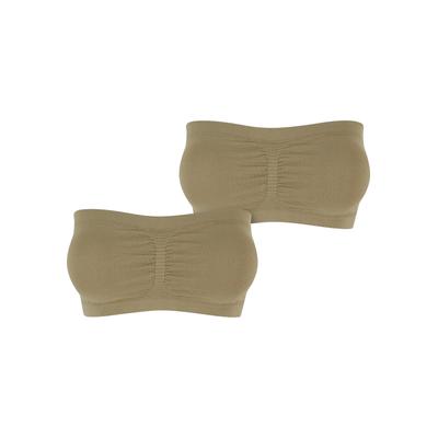 Sport-BH URBAN CLASSICS "Urban Classics Damen Ladies Pads Bandeau 2-Pack", Damen, Gr. S, Cup 0, beige (khaki, khaki), 90% Polyamid, 10% Elasthan, BHs Sport-BH