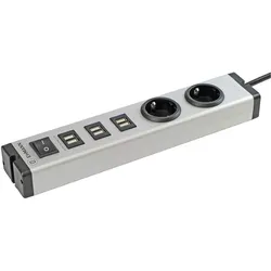 Ehmann 0601x0a02203303 USB-Ladegerät 6 x, 2 x USB, Schutzkontakt-Steckdose (8 Ports), USB Ladegerät, Grau, Schwarz