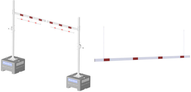 Set Schake Höhenbegrenzer Mobil, Querrohrlänge 4000 mm + Schake Barriere aus Aluminiumprofil 100x20mm
