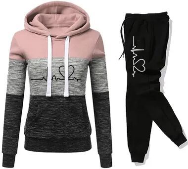 Retailers Go Versatile Casual Women Tracksuit, Sweatshirt Hooded Pullover, Sweatpant Color Block Jogging Outfits, Sport Trousers pinkb xl