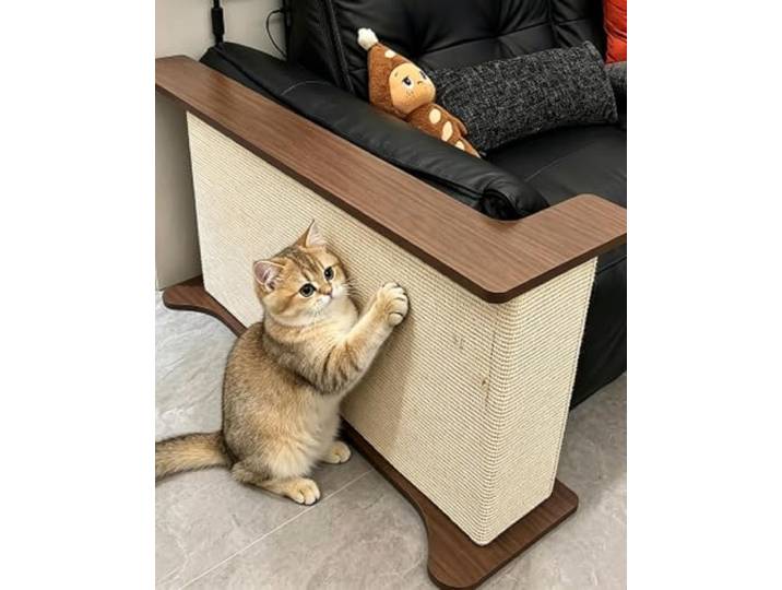 Kratzschutz Sofa Katze Beistelltisch mit Sisal-Kratzfläche für Das Sofa Katzensicherer Eck-Beistelltisch mit Kratzfläche, Beidseitig Montierbar (links Oder Rechts)(95cm(37 3/8 ))