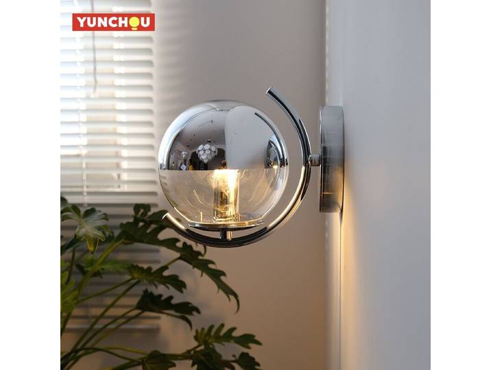 Lampe murale en verre argenté de style Bauhaus italien, boule de verre, haricot magique, pour salon moderne, chambre à coucher, chevet, décoration minimaliste