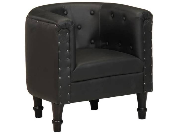 Maison Exclusive - Chaise cabriolet noir cuir véritable