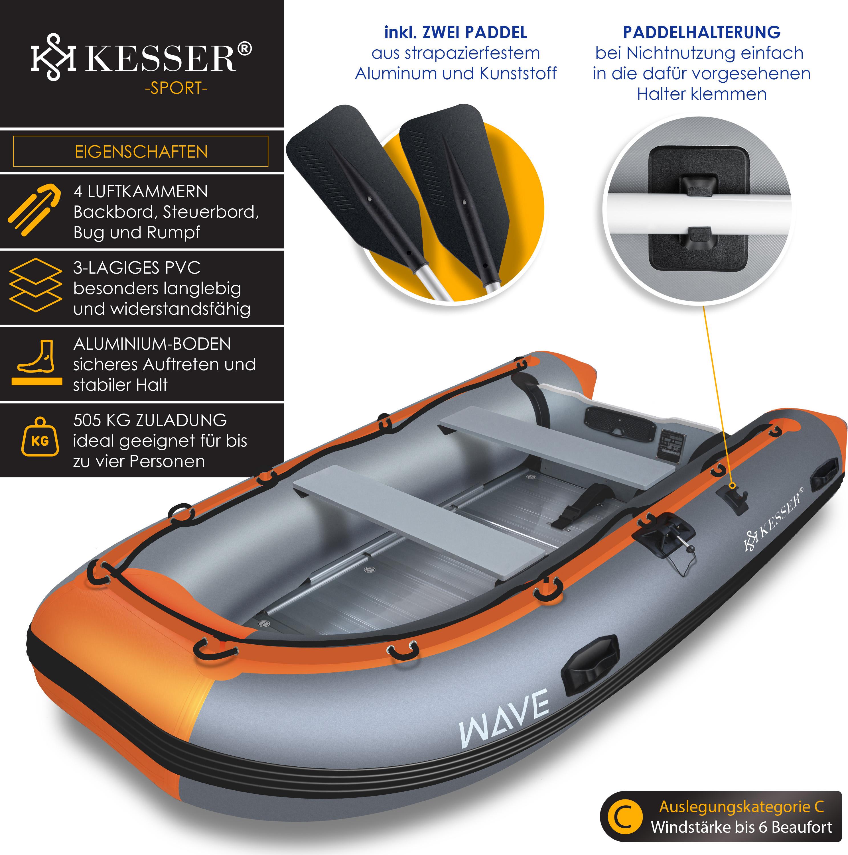 KESSER Schlauchboot für 4 Personen, motorisierbar, aufblasbares Paddelboot