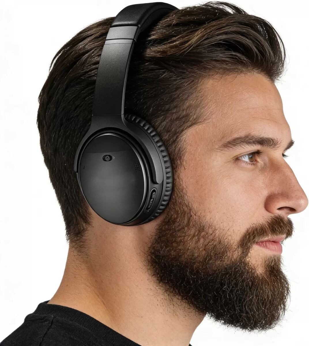 INF 2er-Pack Ersatz-Ohrpolster kompatibel mit Bose QC15 QC25 QC2 AE2 — Proteinkleder Memory-Schaum, Schwarz