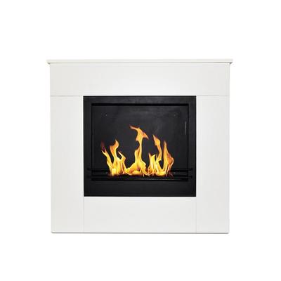 Divina Fire Bodenstehender Bioethanol-Kamin aus weißem Holz, hergestellt in Italien, Michelangelo, 96 x 36 x 90 h