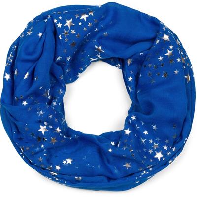Loop STYLEBREAKER "Loop Schal mit Metallic Sterne Print", Damen, blau (royalblau), Obermaterial: 50% Viskose CV. 50% Baumwolle CO., Modisch, Modetücher Loop