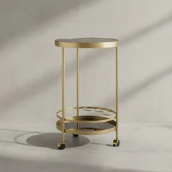 KADIMA DESIGN Goldener Servierwagen mit Retro-Charme und Schwarzem Sicherheitsglas