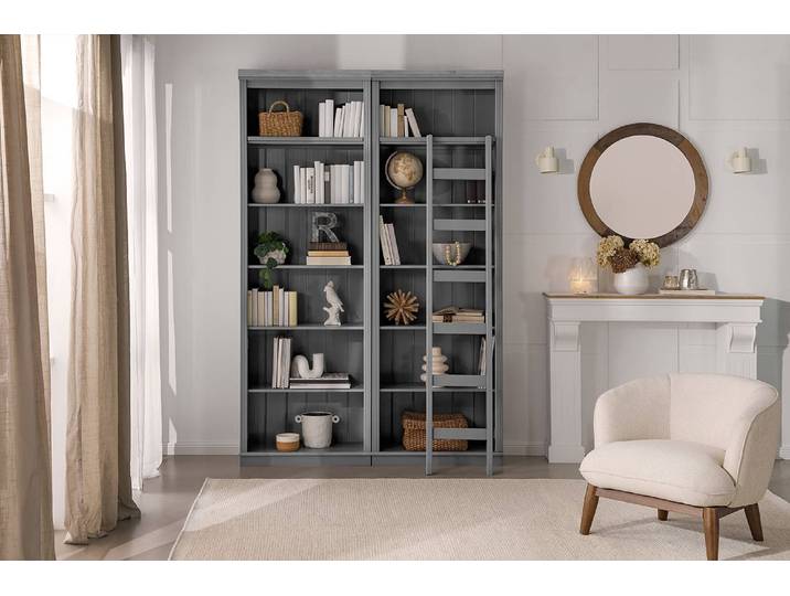 Étagère en pin massif Pin massif verni Gris/Pin gris 223cm