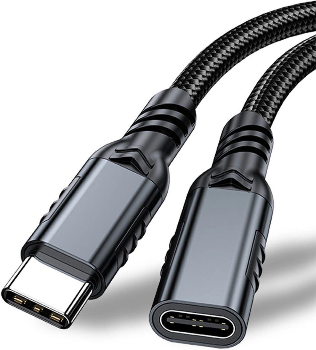INF USB Type-C Verlängerungskabel männlich zu weiblich – geflochtenes Nylon, Aluminiumstecker, 20Gbps, 5A Schnellladung, 1,5 m
