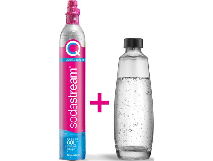 Wassersprudler SODASTREAM QC-Reservepack , bunt, Wassersprudler, Wassersprudler, 1x Quick Connect CO2-Zylinder (Ergiebigkeit: 60L), 1x 1L Glasflasche