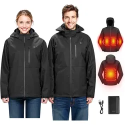 VEVOR Beheizte Jacke für Herren mit 7,4-V-Akku, elektrischer Softshell-Heizmantel, winddichte Heizjacke, leichte Oberbekleidung mit 5 Heizzonen und 3 Heizstufen, maschinenwaschbar, M