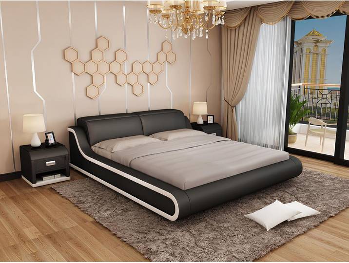 JVmoebel, Wasserbett Hotel Doppelbett LB8835 Lederpolsterbett in modernem Design
