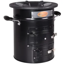 DELUKE Raketenofen LOTI Edelstahl Schwarz 29,5x26,5x26,5cm Rocket Stove für Dutch Oven Rocketstove für Grillpfanne