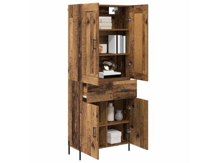 KTHLBRH Sideboard 2 Stück altes Mehrschichtholz 180 cm 4 Scharniertüren, geschliffene Metallgriffe, Beine aus Metall, 60 kg Kapazität