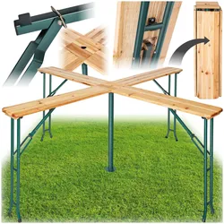 tectake® Stehtisch, klappbar und standfest, bodenschonende Kunststofffüße, 241 x 241 x 103 cm