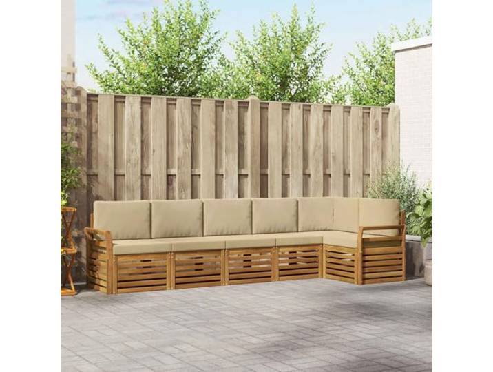 Molumvel Ecksofa-Set Akazienholz, Gartensitzgruppe modular, 6-TLG Wetterbeständig, Modernes Latten-Design, Modulare Anordnung