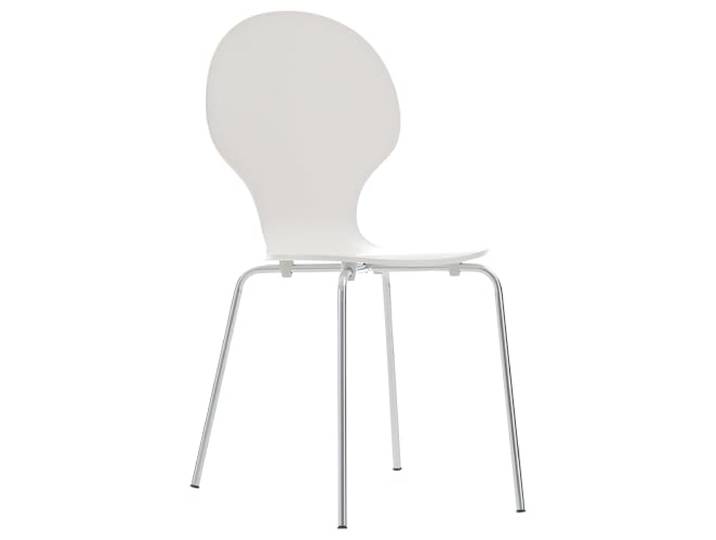 CLP Stapelstuhl Diego I Komfortabler Esszimmerstuhl I Metallgestell, Holzsitz I Ergonomisches Design I Platzsparend In Esszimmer Und Küche Farbe weiß