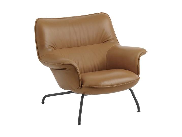 Muuto Fauteuil bas Doze Refine leather cognac-black