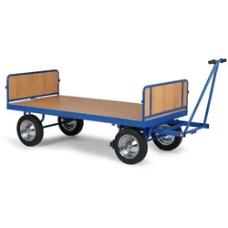 Plattformwagen mit Deichsel, Bordwände vorne/hinten, 1000x2000 mm, 600 kg, Lufträder