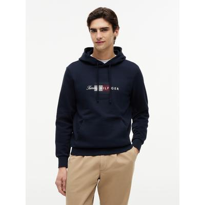 Hoodie TOMMY HILFIGER "SCRIPT FLAG HOODIE", Herren, Gr. S, blau (desert sky), Sweatware, Obermaterial: 100% Baumwolle, regular fit normal, Bündchen, Sweatshirts Hoodie, mit Flag-Grafik und Tunnelzug
