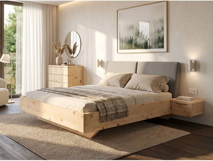 Zirbenholzbett „Cloe“ 90 x 190 cm Massivholz Zirbe