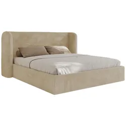 POLSTERBETT EMORA CLASSIC 160/200 - Creme Plüsch - Schaum-Matratze