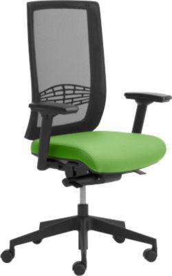 Bürostuhl WIKI, mit Armlehnen, Netz-Rücken, Gestell Kunststoff, grün