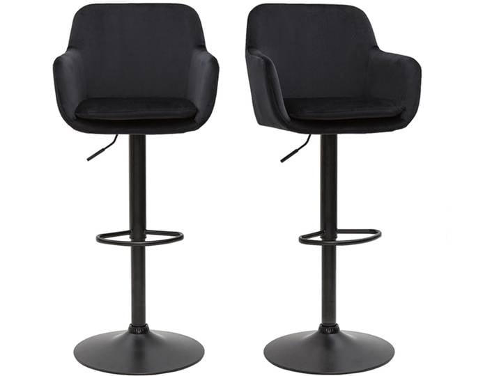 Tabourets de bar réglables en velours noir et métal (lot de 2) AMIKA