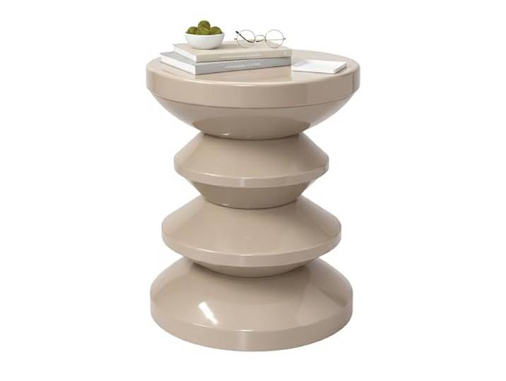 Relaxdays Beistelltisch, Zick-Zack, Wohnzimmer Dekoobjekt, beige