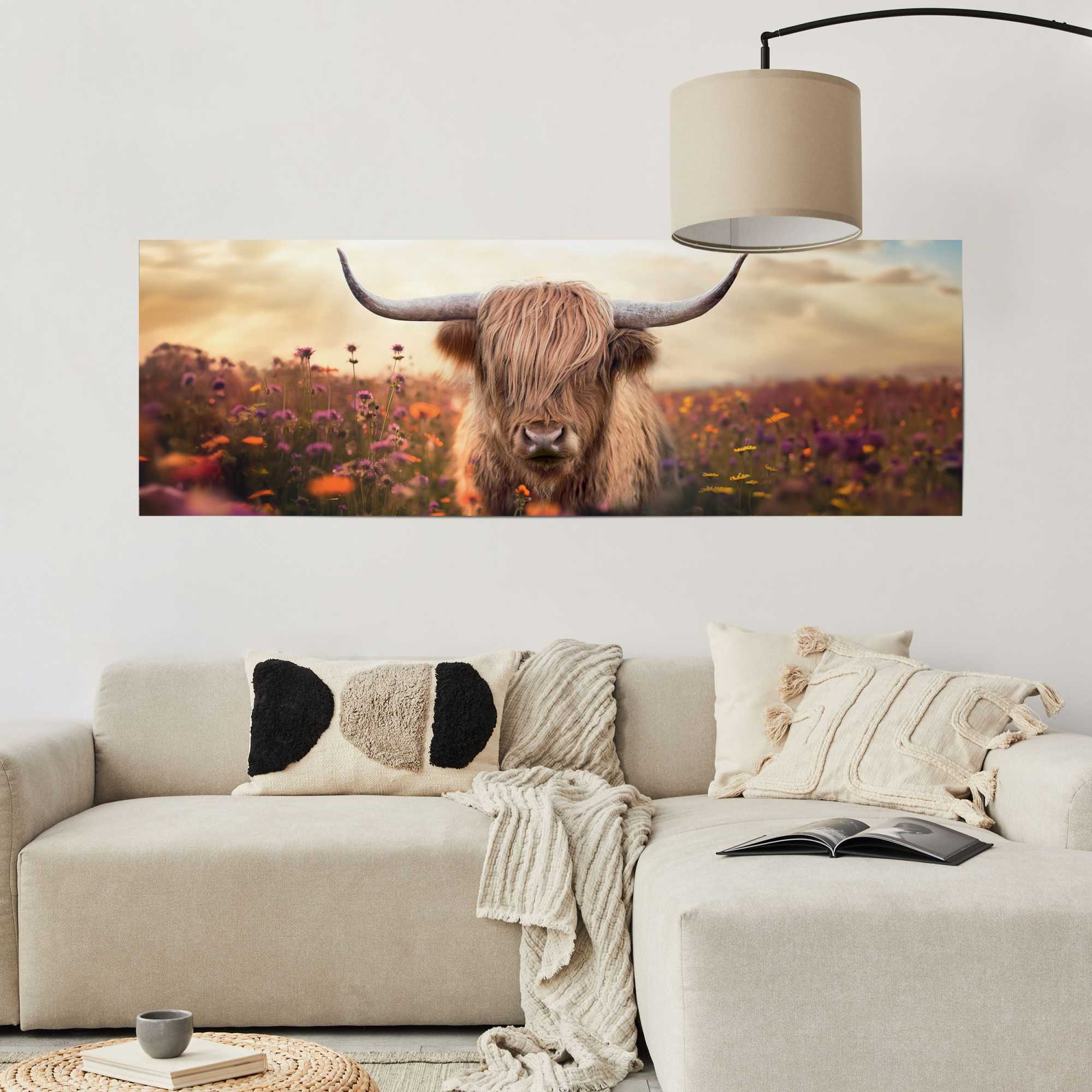 Reinders! Poster REINDERS "Spring Highlander", braun (farbe bild(er): braun), B:158cm H:53cm T:0,1cm, Bilder, Poster, Wohnzimmer - Schottischer Hochländer - Flora - 170 gr. Papier farbe bild(er): braun B/H/T: 158cm x 53cm x 0,1cm