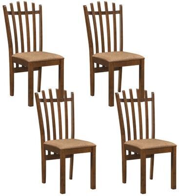 Costway Rubber Wood Slat Back Kitchen Dining Chairs Set of 4-Brown