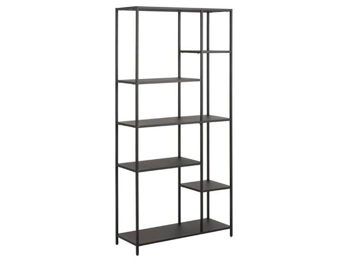 Toilinux - Bibliothèque 5 niveaux asymétrique en Métal - H.165 cm - Noir