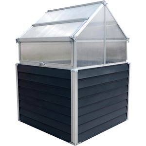 Westmann Hochbeet Store & Grow, Stahl & Kunststoff, 120 x 120 x 167 cm, anthrazit, mit Frühbeetaufsatz