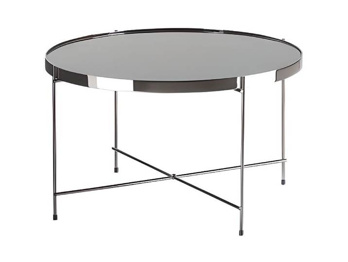 Table basse noire et argentée ronde ø63 cm LUCEA - BELIANI - Elégance - Chic - Brillant - Métal