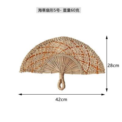 Uplifted Finds Nordic Hand Woven Seaweed Wall Fan   Boho Natural Grass Hanging Pendant   Rustic Coastal Living Room Wall Art e
