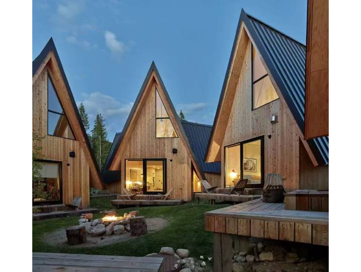 Maison préfabriquée en forme de triangle, cabane portable, mini-villa modulaire en bois, villa de luxe pour la vie en plein air