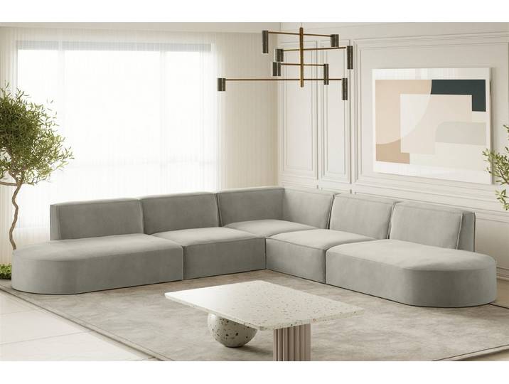 Fun Möbel Ecksofa Designersofa PALMA Seite Universal in Stoff Noel und Scala, Rundumbezug, Kann links oder rechts in Raum platziert werden