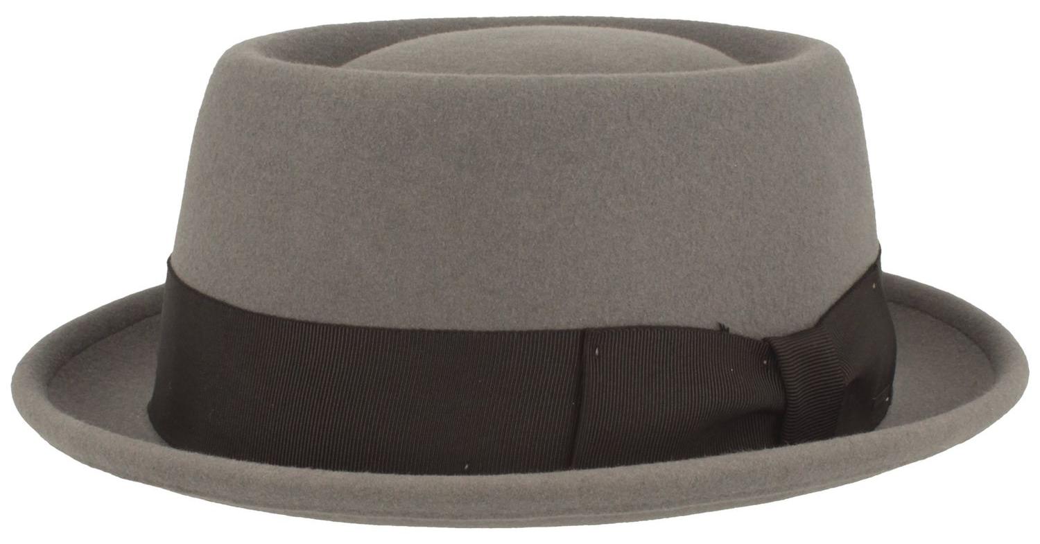 Bailey kleiner knautschbarer Pork Pie Darron aus Wollfilz, grau, Gr. L