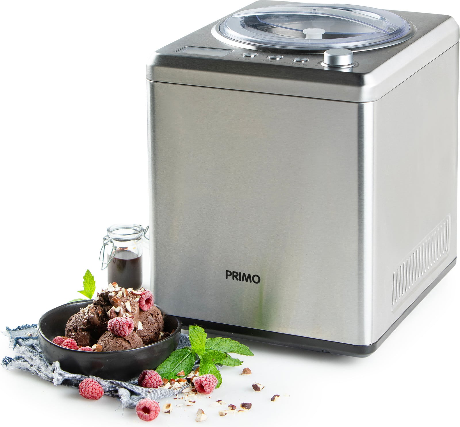 Primo PR408IM ijsmachine met compressor, 2 liter, Zilver