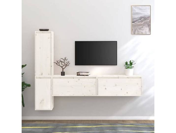 Cabinets TV de salon (Lot de 4) - VIDAXL - unité de télévision - Blanc Bois massif de pin(3 parcel) T7431