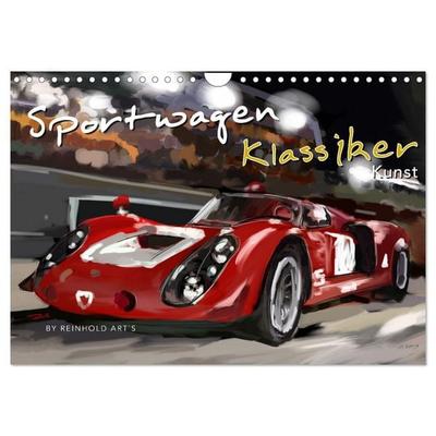 Sportwagen Klassiker Kunst (Wandkalender 2026 DIN A4 quer), CALVENDO Monatskalender