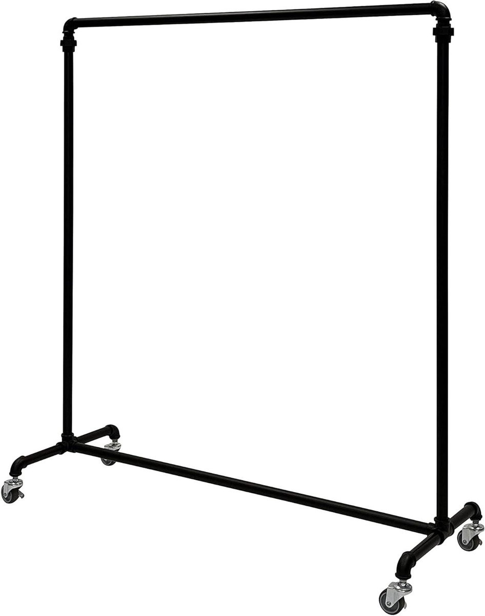 Zwart industrieel kledingrek en garderobe rolstandaard - 100 x 150 cm