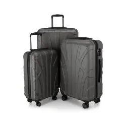 SUITLINE - 3er Koffer-Set Hartschalenkoffer Trolley, TSA, S M & L, Graphite