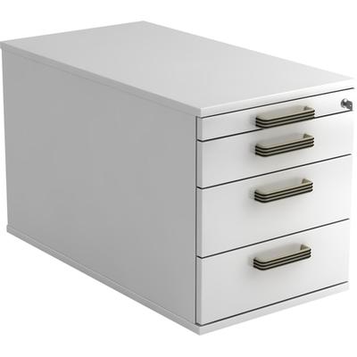 Hammerbacher Rollcontainer 80cm 3 Schub Schloss Streifengriff Weiß